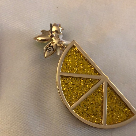 Betsey Johnson Gold Tone & Yellow Lemon Slice Drop Earrings Crystal Accents NWT - Picture 11 of 11